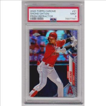 Graded PSA Mint 9 - Shohei Ohtani 2020 Topps Chrome Prism Refractor #21 Insert Card