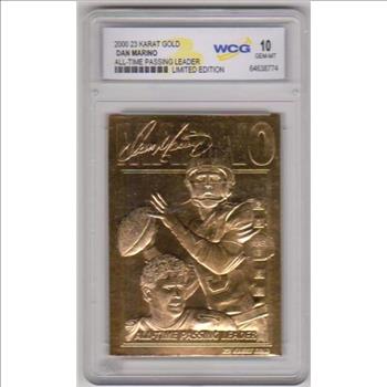Graded Gem Mint 10 - Dan Marino 2000 23 Kt Gold Card