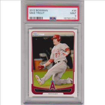 Graded PSA Mint 9 - Mike Trout 2012 Bowman #34 Card