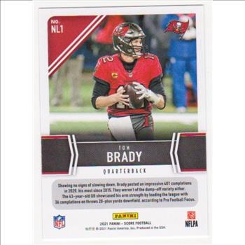 Tom Brady 2021 Score Next Level Stats #NL1 Insert Card