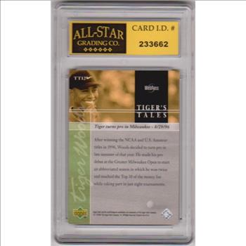 Graded 9 - Tiger Woods 2001 Upper Deck Tiger's Tales #TT12 Insert Card