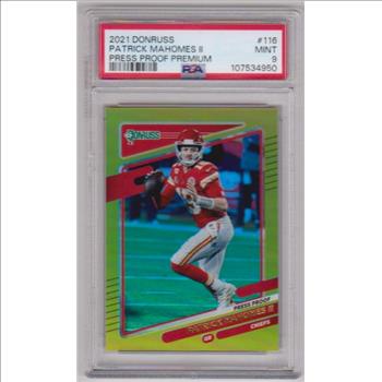 Graded PSA Mint 9 - Patrick Mahomes 2021 Donruss Press Proof Premium #116 Card