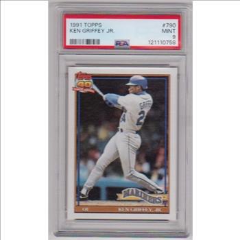 Graded PSA Mint 9 - Ken Griffey, Jr. 1991 Topps #790 Card