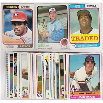 25 Different 1970's Topps Baseball Cards (1973-1979) w/ Cesar Cedeno + More