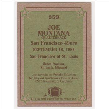 1984 Topps Joe Montana #359 Card - HOF'er