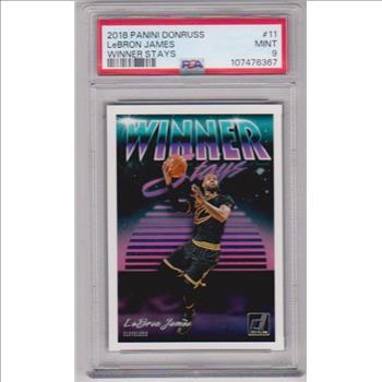 Graded PSA Mint 9 - Lebron James 2018-19 Donruss Winner Stays #11 Card