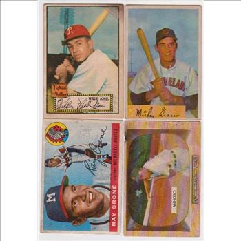 4 Different 1950's Topps/Bowman Baseball Cards (1952-1955) 