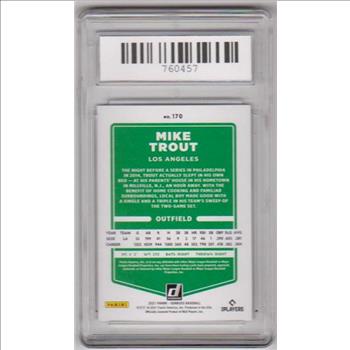 Graded Mint 9 - Mike Trout 2021 Donruss #170 Card