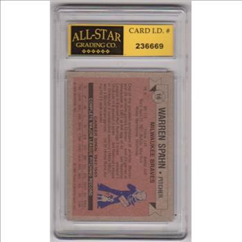 Graded 10 - Warren Spahn 1982 Topps Cracker Jack #16 Card