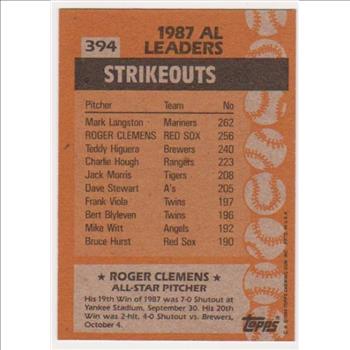 Wrong Front Error - Roger Clemens 1988 Topps Card
