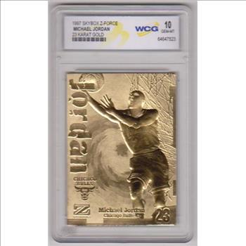 Graded Gem Mint 10 - Michael Jordan 1997 Skybox Z-Force 23 Kt Gold Card