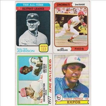 4 Different 1970's Topps Baseball Star/Hall Of Famer Cards w/ Walter Johnson + More