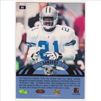 Only 499 Exist - Deion Sanders 1996 Classic NFL Experience Printers Proof #80 Insert Card