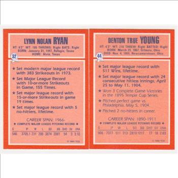1985 Topps Collectors Series Nolan Ryan #32 + Cy Young #44 Card Pair - HOF'ers