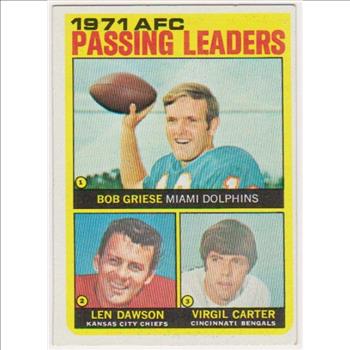 1972 Topps Bob Griese/Len Dawon/Virgil Carter #3 Card 