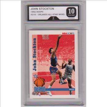 Graded Sigma Gem Mint 10 - John Stockton 1992-93 Hoops #316 Card