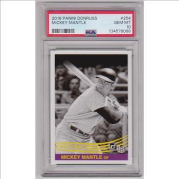 Graded PSA Gem Mint 10 - Mickey Mantle 2018 Donruss #254 Card