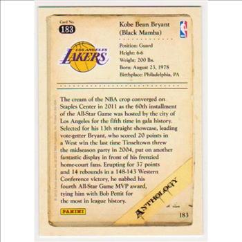 Kobe Bryant 2012 Panini Anthology #183 Card
