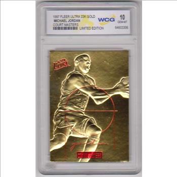 Graded Gem Mint 10 - Michael Jordan 1996-97 Fleer Ultra Court Masters 23 Kt Gold Card