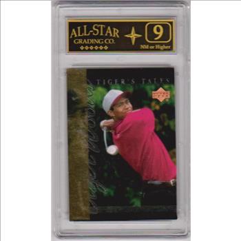 Graded 9 - Tiger Woods 2001 Upper Deck Tiger's Tales #TT10 Insert Card
