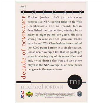 1994 Upper Deck MICHAEL JORDAN Rare Air 3.5x5 Jumbo Card #5 of 5
