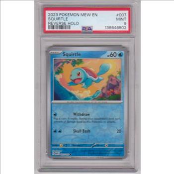 Graded PSA Mint 9 - Squirtle 2023 Pokemon Mew EN Reverse Holo #007/165 Card
