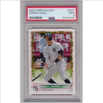 Graded PSA Mint 9 - Aaron Judge 2022 Topps Holiday #HW1 Card