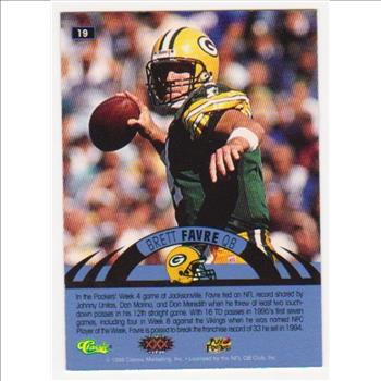 Only 499 Exist - Brett Favre 1996 Classic NFL Experience Printers Proof #19 Insert Card