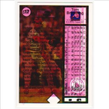 Error - John Smoltz 1989 Upper Deck Rookie With Blank Front/Double Print Back - Rare Misprint