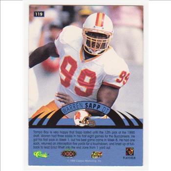 Only 499 Exist - Warren Sapp 1996 Classic NFL Experience Printers Proof #119 Insert Rookie Card