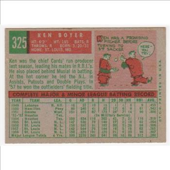 1959 Topps Ken Boyer #325 Card - 7 Time All-Star