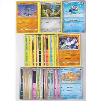 50 Different Pokemon Trading Cards w/ Piplup + More