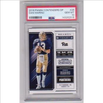 Graded PSA Gem Mint 10 - Dan Marino 2018 Panini Contenders Draft Picks #26 Card