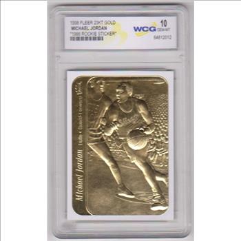 Graded Gem Mint 10 - Michael Jordan 1998 Fleer '86 Rookie Sticker 23 Kt Gold Card