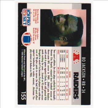 Wrong Front Error - Bo Jackson 1990 Pro Set Football Card