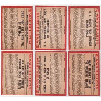6 Different 1965 PCGC World War II Trading Cards - Nice Lot