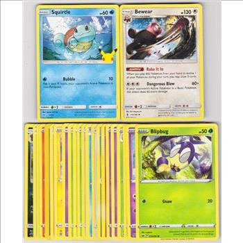 25 Different Pokemon Trading Cards w/ Squirtle + More