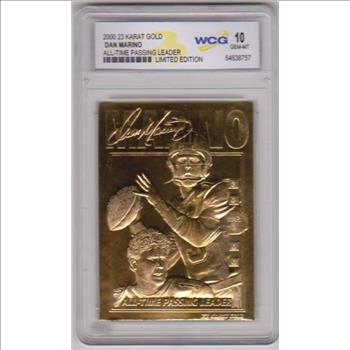 Graded Gem Mint 10 - Dan Marino 2000 23 Kt Gold Card