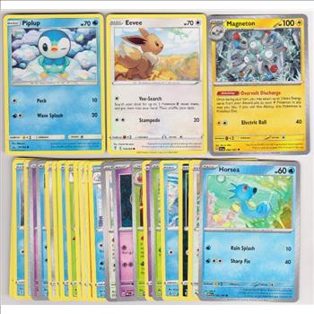 25 Different Pokemon Trading Cards w/ Piplup + More