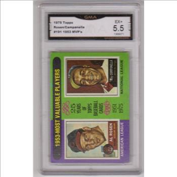 Graded EX+ 5.5 -  Al Rosen/Roy Campanella 1975 Topps '53 MVPs #191 Card