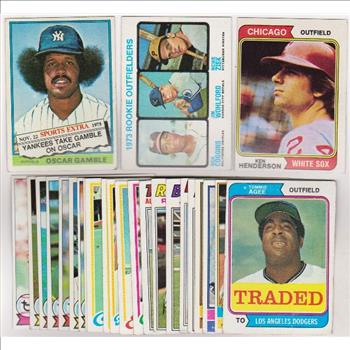 25 Different 1970's Topps Baseball Cards (1973-1979) w/ Oscar Gamble + More