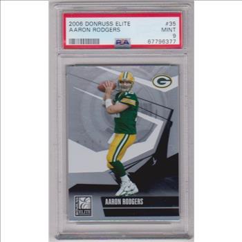 Graded PSA Mint 9 - Aaron Rodgers 2006 Donruss Elite #35 Card