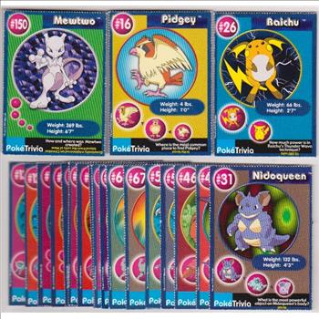 20 Different 1999 Pokemon Master Trainer Cards From Burger King Set w/ Mewtwo + More
