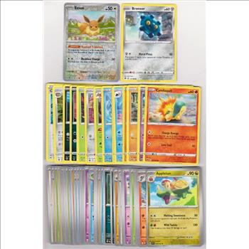 50 Different Pokemon Trading Cards w/ Eevee Reverse Holo + More