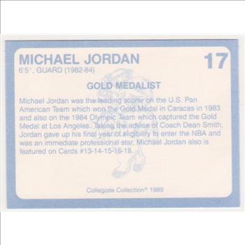 Michael Jordan 1989 North Carolina #17 College Card