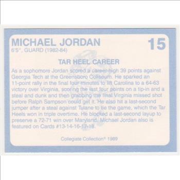 Michael Jordan 1989 North Carolina #15 College Card