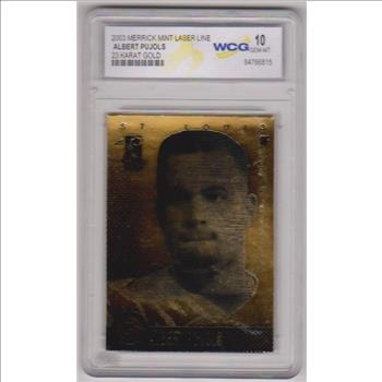 Graded Gem Mint 10 - Albert Pujols 2003 Merrick Mint Laser Line 23 Kt Gold Foil Card