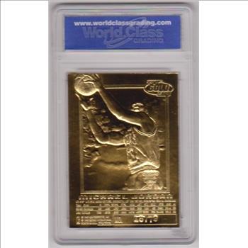 Graded Gem Mint 10 - Michael Jordan 1996-97 Skybox EX-2000 Credentials Metallic Red Border 23 Kt Gold Card