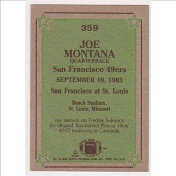 1984 Topps Joe Montana #359 Card - HOF'er