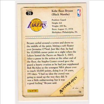 Kobe Bryant 2012 Panini Anthology #76 Card